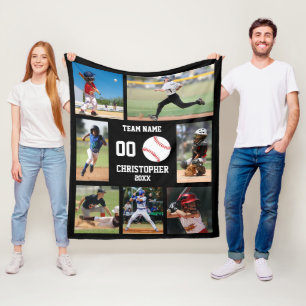 Personalisierte Baseball-Spieler-Zimmerdekoration Fleecedecke