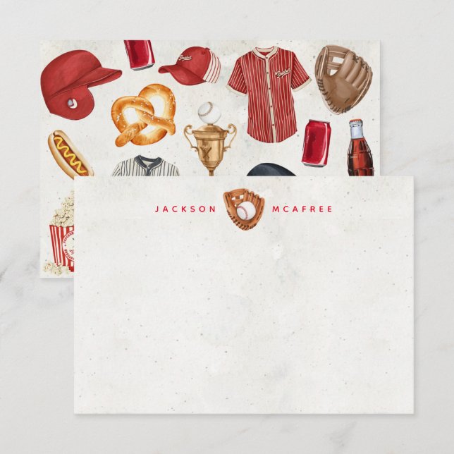 Personalisierte Baseball-Stationery-Mitteilungskar Dankeskarte (Vorne/Hinten)