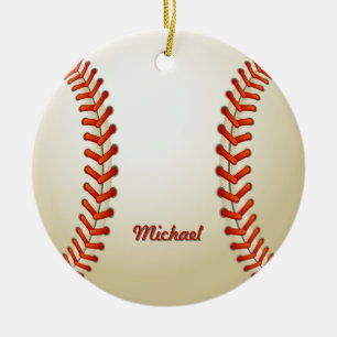 Personalisierte Baseball-Weihnachtsverzierung Keramikornament