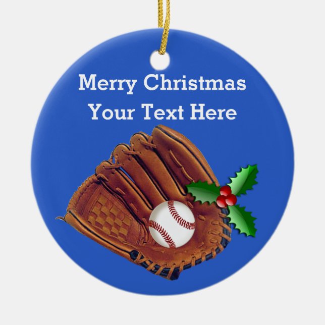 Personalisierte Baseball-Weihnachtsverzierungen Keramik Ornament (Vorne)