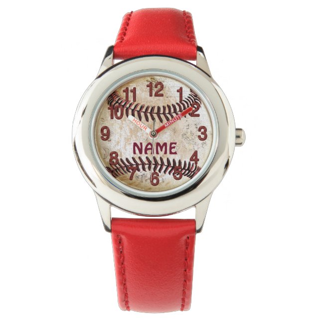 Personalisierte Baseballuhren für Jungen Armbanduhr (Vorderseite)