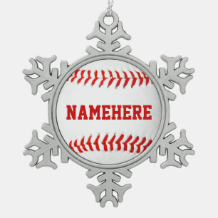 Personalisierte Baseballverzierung Schneeflocken Zinn-Ornament