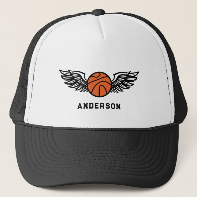 Personalisierte Basketball Flügel Trucker Mütze Na (Vorderseite)
