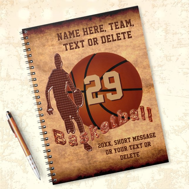 Personalisierte Basketball-Geschenkideen, Basketba Notizblock (Personalized, Spiral Basketball Notebook. Gift ideas for basketball team. Basketball school supplies)