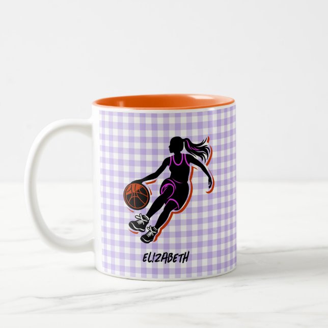 Personalisierte Basketball-Girl-Kaffee-Tasse Zweifarbige Tasse (Links)