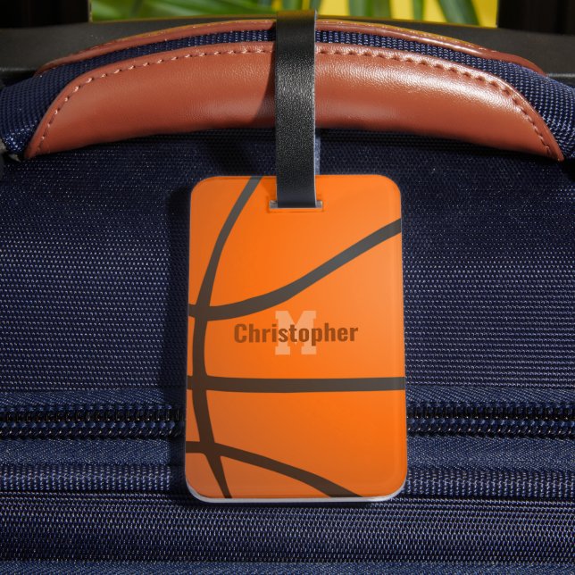 Personalisierte Basketball Monogramm Initialen Nam Gepäckanhänger (Rückseite Insitu 4)