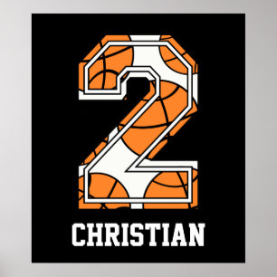 Personalisierte Basketball-Nummer 2 Poster