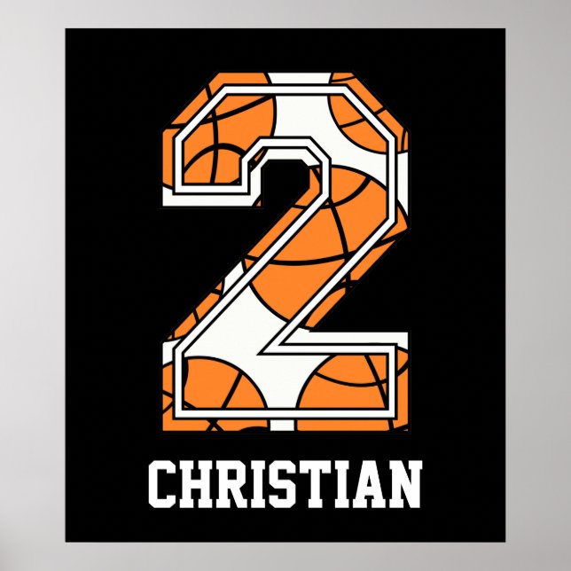 Personalisierte Basketball-Nummer 2 Poster (Vorne)