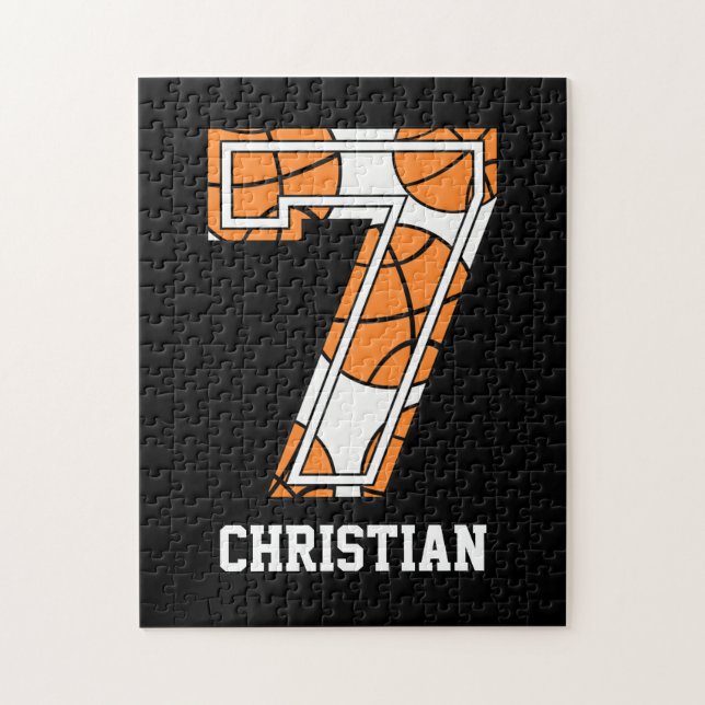 Personalisierte Basketball-Nummer 7 Puzzle (Vertikal)
