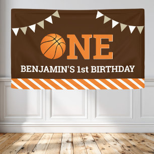 Personalisierte Basketball-Party zum 1. Geburtstag Banner