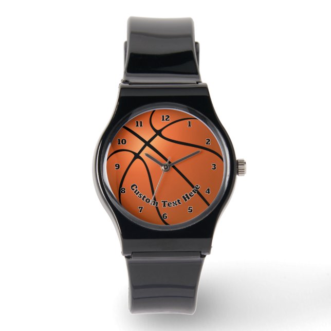 Personalisierte Basketball-Uhr mit Text Armbanduhr (Vorderseite)