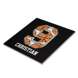 Personalisierte Basketballnummer 9 Fliese