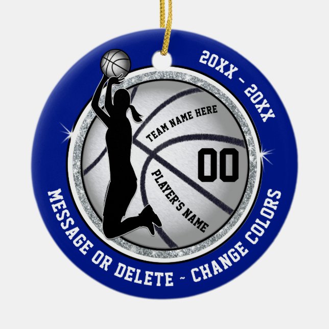 Personalisierte Basketballverzierungen für Mädchen Keramik Ornament (Vorne)