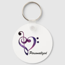Personalisierte Bass- und Treble-Clef-Herzkette