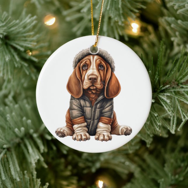 Personalisierte Basset Hound Hunde Kunst Keramik Ornament (Baum)