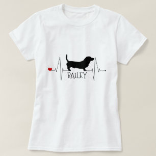 Personalisierte Basset Hound Liebe Mein Hund Herzs T-Shirt