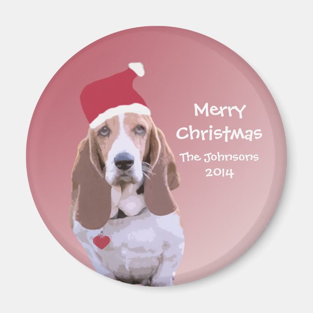 Personalisierte Basset Hound Santa Magnete (Vorne)
