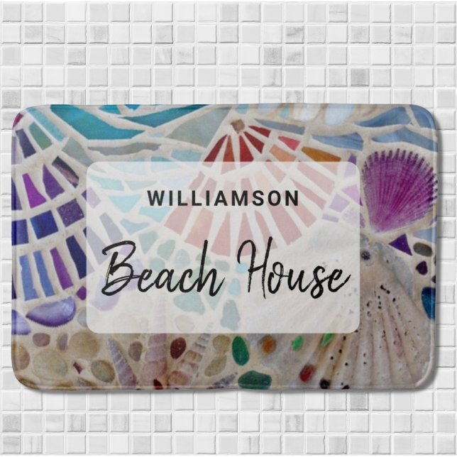 Personalisierte Beach House-Muscheln Badematte (Von Creator hochgeladen)