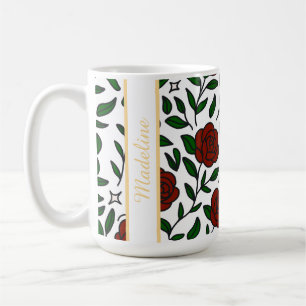 Personalisierte Beauty and Beast Gartenrose Name R Kaffeetasse