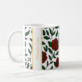 Personalisierte Beauty and Beast Gartenrose Name R Kaffeetasse