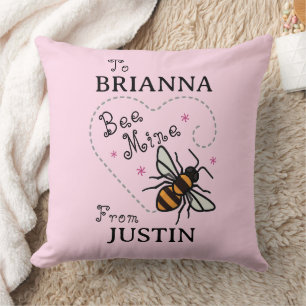 Personalisierte Bee Mine Herz Valentinstagdecke Kissen