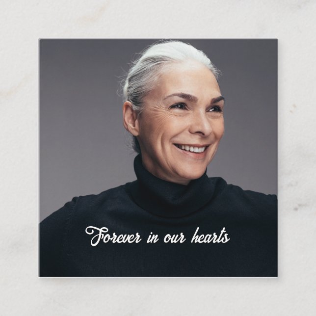 Personalisierte Beerdigung des Fotos Quadratische Visitenkarte (Vorderseite)