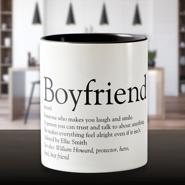 Personalisierte Begriffsbestimmung Zweifarbige Tasse (Personalized Boyfriend Definition Two-Tone Coffee Mug)