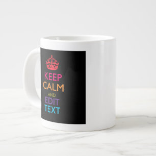 Personalisierte BEHALTEN CALM haben Ihren Text meh Jumbo-Tasse