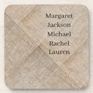 Personalisierte beige Imitate Linen Getränkeuntersetzer