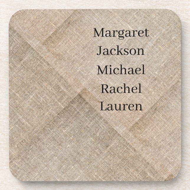 Personalisierte beige Imitate Linen Getränkeuntersetzer (Vorderseite)