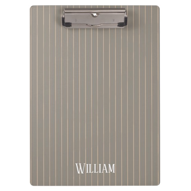 Personalisierte beige Pinstreifen Klemmbrett (Vorderseite)