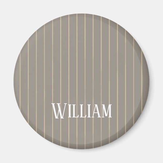 Personalisierte beige Pinstreifen Magnet (Vorne)