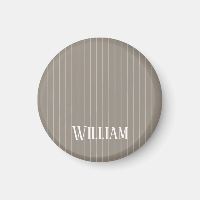 Personalisierte beige Pinstreifen Magnet (Vorne)