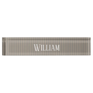 Personalisierte beige Pinstreifen Namensplakette