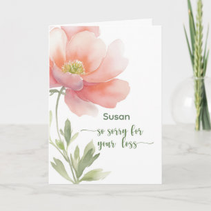 Personalisierte Beileidsbekundung Aquarell-Blume Karte