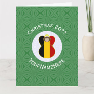 Personalisierte belgische Engel-Weihnachtsflagge  Karte