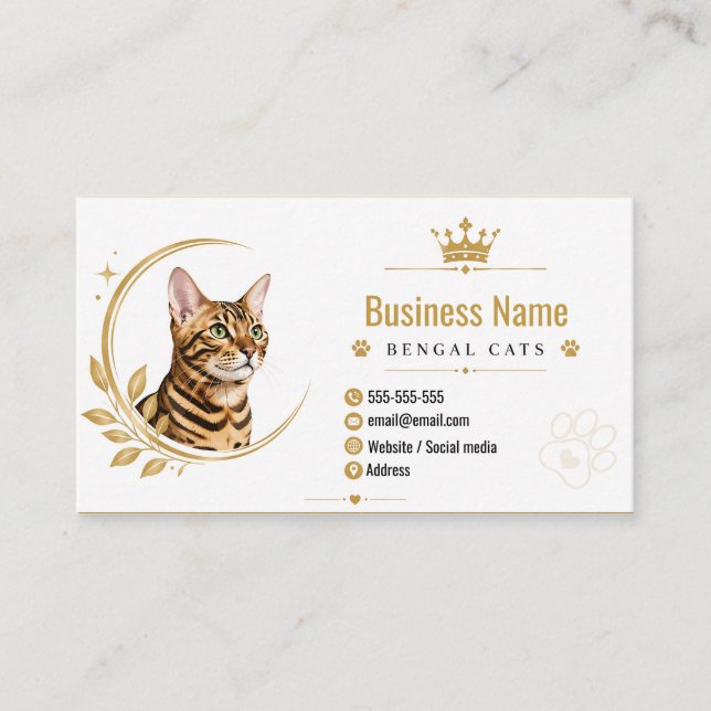 Personalisierte Bengal-Cattery Modern Visitenkarte (Vorderseite)