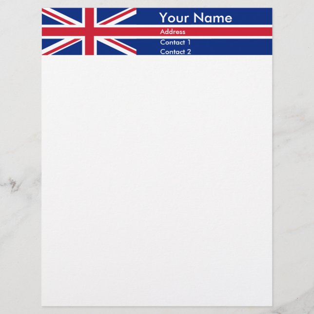 Personalisierte benutzerdefinierbare britische Fla Briefkopf (Vorderseite)