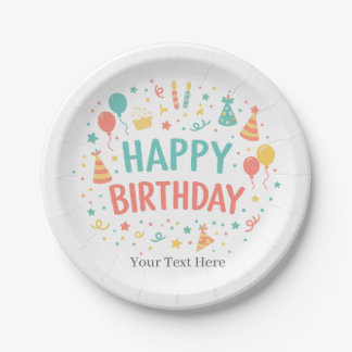 Personalisierte benutzerdefinierte Happy Birthday Pappteller