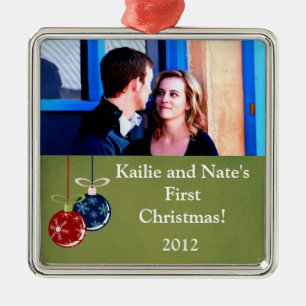 Personalisierte, benutzerdefinierte Rot/Blau-Hangd Ornament Aus Metall