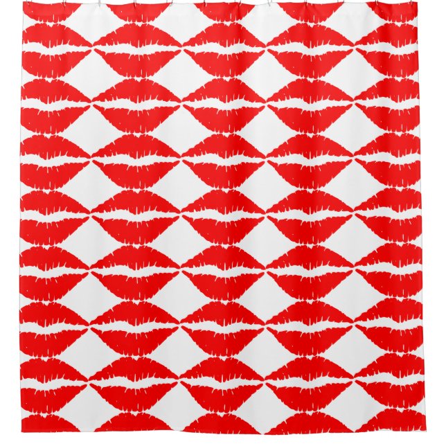 Personalisierte benutzerdefinierte rote Lippen Duschvorhang (Vorderseite)