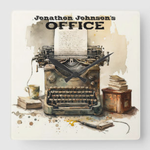 Personalisierte benutzerdefinierte Schreibmaschine Quadratische Wanduhr