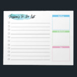 Personalisierte benutzerdefinierte Wasserfarbe Notizblock<br><div class="desc">Bleibe und priorisieren Sie Ihre Aufgaben mit dem Editor für benutzerdefinierte Wasserfarbe Personalisiert zu tun. Dieses Notizblock wurde für Effizienz und Personalisierung konzipiert und ist das perfekte Tool, um Ihnen zu helfen, zusätzlich zu Ihren täglichen und wöchentlichen Plänen bleibe. Entdecken Sie mit diesem anpassbaren Notizblock eine einfache, aber effektive Möglichkeit,...</div>