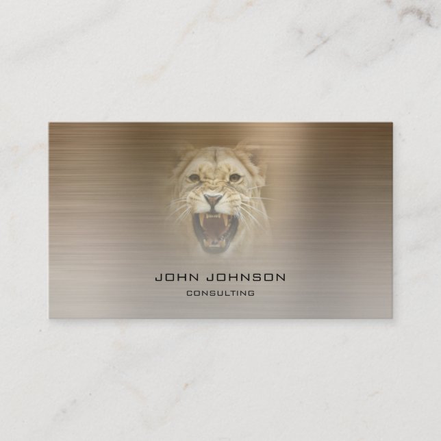 Personalisierte Beratung Lion Sepia Metallic Steel Visitenkarte (Vorderseite)
