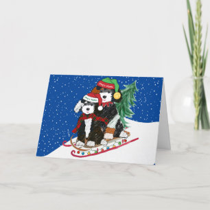 Personalisierte Bernedoodles geschmückte Weihnacht Feiertagskarte
