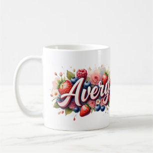 Personalisierte Berry Floral Name Tasse - Avery