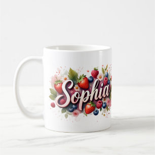 Personalisierte Berry Floral Name Tasse - "Sophia"
