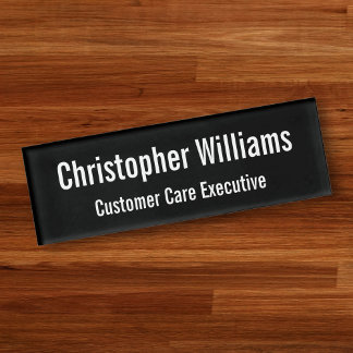 Personalisierte Berufliche Einfach-Schwarzmagnetik Namenschild