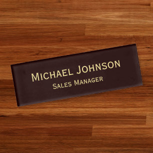 Personalisierte Berufliche Imitat Goldbraune Magne Namenschild