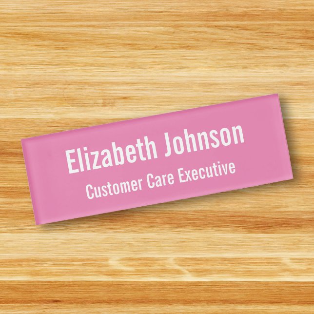 Personalisierte Berufliche Schlicht rosa Magnetnum Namenschild (Personalized Professional Plain Pink Magnetic ID Name Tag)